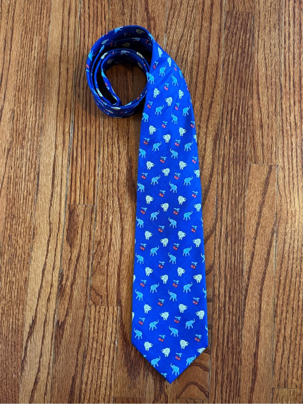 Vintage Novelty Elephant 100% Silk Tie | Blue | Made in India